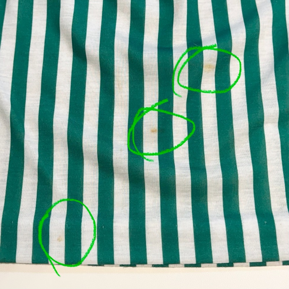 VINTAGE 80s green white stripe dress midi short cap sleeve belted waist nautical - Picture 11 of 11
